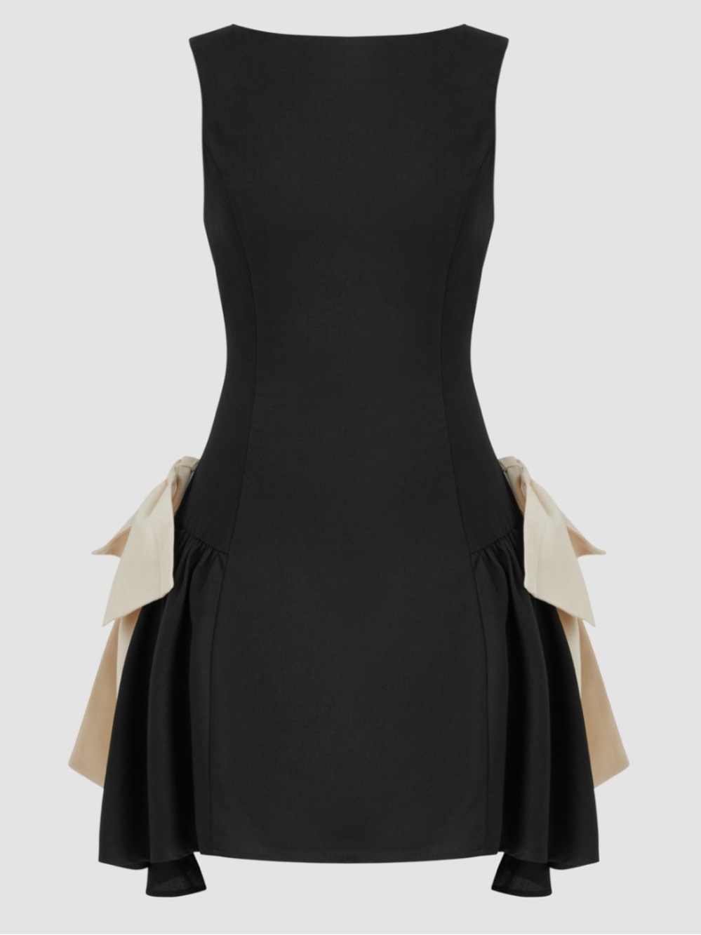 Cider Black Mini Dress with Cream Side Bows